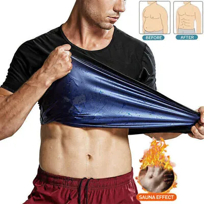 Men Sweat Sauna Waist Trainer Thermal Shirt Weight Loss Tank Tops Body Shaper • $11.99