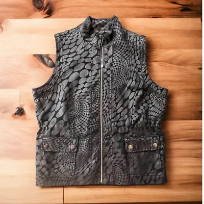 Erin London Women's Black Metallic Front Zip Vest | Size Large • $17.95