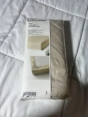 Ikea NATTJASMIN TWIN Fitted Bed Sheet 60%cotton 40% Lyocell Beige Factory Sealed • $27