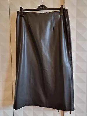 M&s Black Midaxi A-line Faux Leather Skirt. Size 16r. Nwt • £13.95