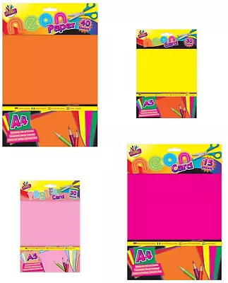 A4 Neon Paper 40 A4 Neon Card 15 A5 Neon Card 30 A5 Pastel Card Assorted Colours • £3.55