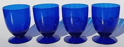 4 Vintage Morgantown Ribbed Colbalt Blue Footed Glass Tumbler Cordial Liquor • $21.99