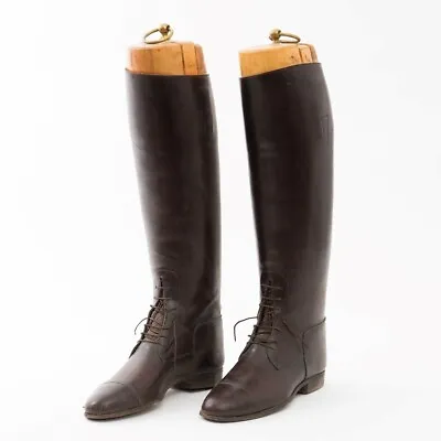 Vintage M.J. Knoud Brown Leather Equestrian Riding Boots Outside Sole Length 11  • $631.74