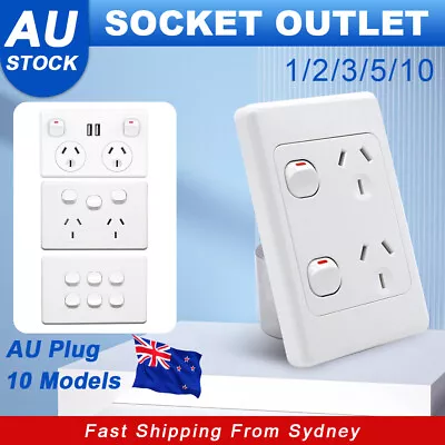 10 Amp 240V Double Power Point Socket Outlet GPO Wall Light Switch USB • $13.99