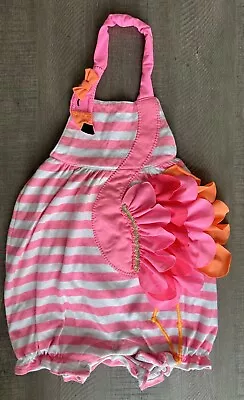 Mudpie Romper Girls INFANT SIZE 12-18 M FLAMINGO Romper Pink Striped • $9.89