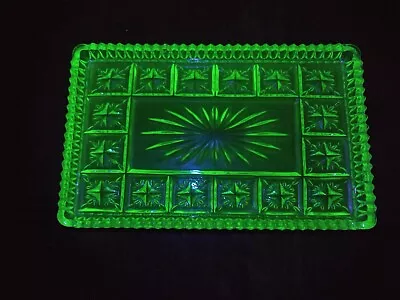 Vintage Green Uranium Glass Vanity Tray - Dressing Table • £15