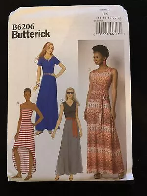 Butterick Sewing Pattern 6206 Maxi Dress Belt Plus Size 14 16 18 20 22 • $6