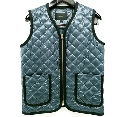 J Crew Womens Puffer Down Quilted Vest Peacock Green M NEW • $22