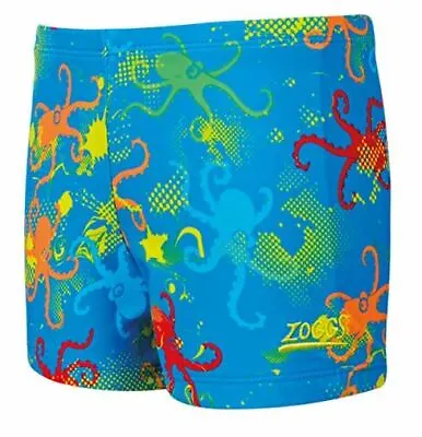 Zoggs Boys Octopus Fever Hip Racer Swim Shorts : Blue / Multi Swimming Trunks • £4.99