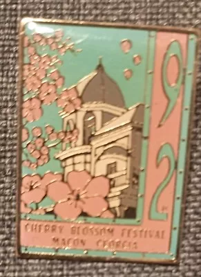 Vtg Cherry Blossom Festival Macon GA 1992 Souvenir Lapel Pin Georgia 1.25  Tall • $6.95