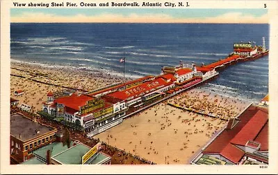 Postcard: View Showing Steel Pier Atlantic City New Jersey. Ocean And Boardwalk • $2.88