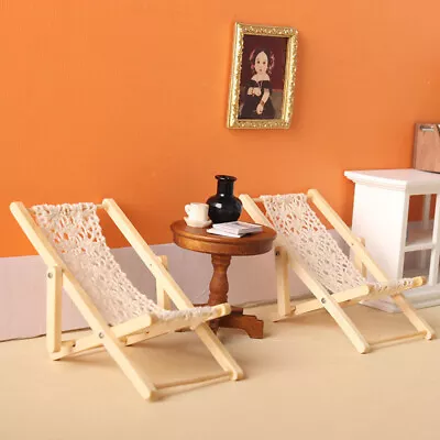 1:12 Scale Dollhouse Miniatures Handmade Beach Lounge Chair Model Accessory • $4.89