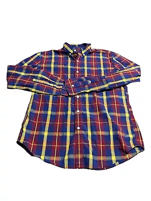 J Crew Mens Multicolor Long Sleeve Button Down Plaid Shirt Size Large • $16