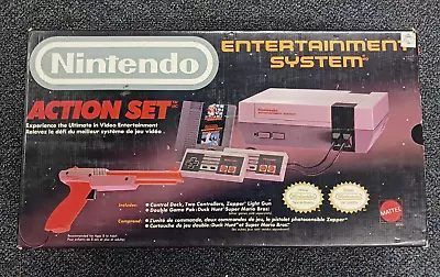 Nintendo - NES ACTION SET 1985 Home Console Complete ORIGINAL BOX & PAPERS! • $295