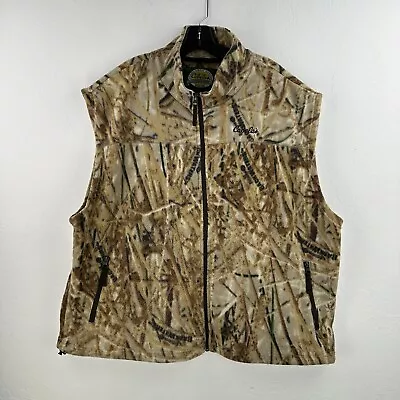 Vintage Cabela's Camo Fleece Full Zip Vest Men’s 2XL Backwaters Print Duck Fowl • $24.19