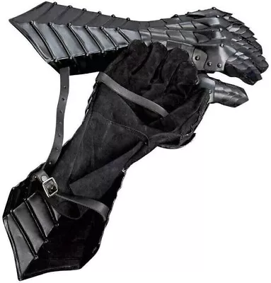 Black Medieval Gloves Gauntlets Antique Armor Nazgul Crusader Larp Costume Prop • $69.99