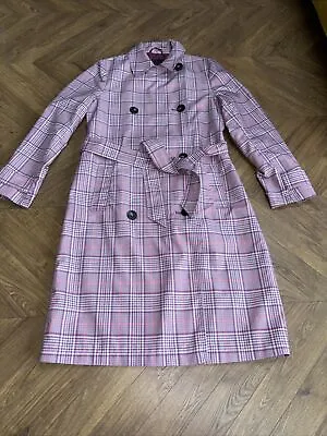 Marks & Spencer Collection Macintosh Raincoat Mac Pink Purple Check Belted VGC  • £10