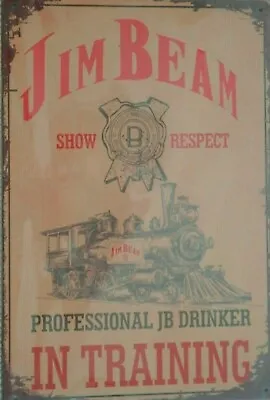 $12 • Buy Jim Beam Train Man Cave Tin Metal Sign MAN CAVE Brand New 