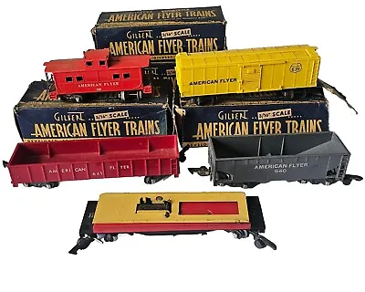 Five Vintage 1952 Gilbert American Flyer 3/16 Scale Train Cars W/ 4 Boxes • $99.99