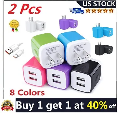 2X USB Wall Charger 2.1A Dual Port Phone Charging Base Cube Charger For IPhone • $8.79