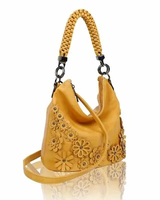 Women's Stylish Soft Slouch Style 3D Flower Hand Bag/Tote/Shopper/Shoulder Bag. • £18.99