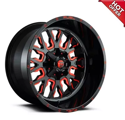 NEW 4ea 22x12 Fuel Wheels D612 Stroke Gloss Black W Candy Red Off Road 22  (S14) • $2420