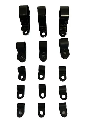 £14.49 • Buy High Quality Black Nylon Plastic P Clips - Fasteners For Cable & Tubing Various