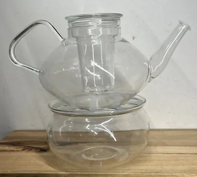 Schott Mainz “Jena Glass” Glass Teapot With Infuser And Warmer-Vintage-Germany • $95