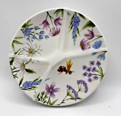 MAXCERA Round Spring Flower Appetizer Dessert Plates Set Of 4 Bee NEW • $24.95