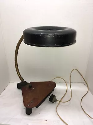 Antique Strat-O-Lite Magnifying Lamp Gooseneck Adjustable Industrial Made In USA • $155