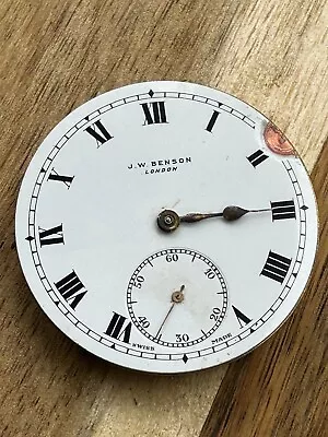 Antique J.W.Benson 15 Jewels Pocket Watch Movement Spares Or Repair • £24.95