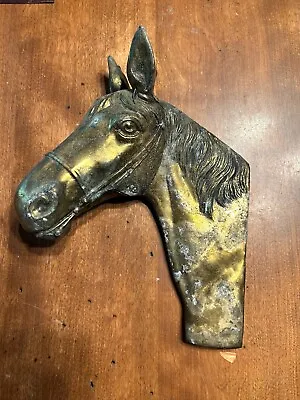 Vintage Cast Brass Pot Metal Horse Head Bust Wall Plaque Figurine TR95 • $39.99