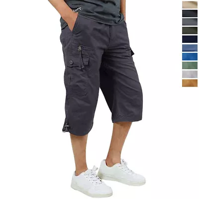 Mens 3/4 Length Caro Work Pants Cotton Twill Outdoor Hiking Shorts Ripstop Pants • $31.98