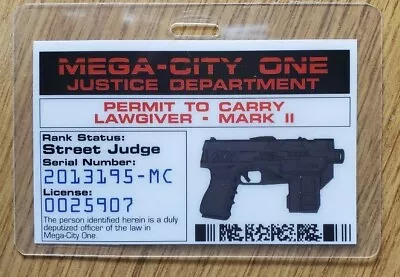 Dredd ID Badge-Permit To Carry Lawgiver-Mark II Prop Costume Cosplay • $7.99