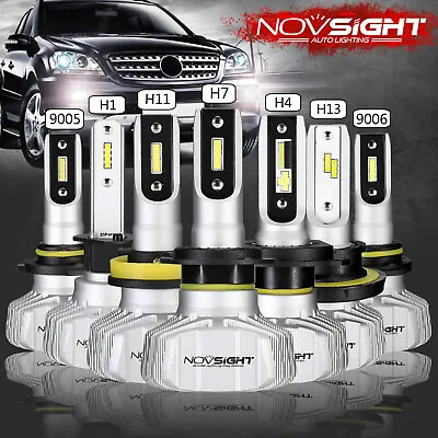 NOVSIGHT Hi/Low Beam LED Headlight 50W 10000LM Bulbs For H1 H4 H7 H11 9005 9006 • $19.99