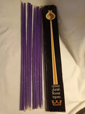 VTG New Crown Danish Flower Taper Candles Full Box Of 12 Purple 15  Long Skinny • $24