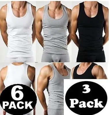 £8.45 • Buy CLEARANCE PRICE - Vests Men's Sleeveless Cotton Tank Top Gym All Sessions Luxury