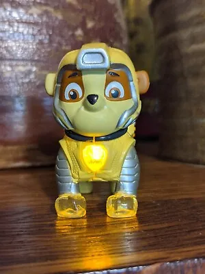 Paw Patrol Mighty Pups Rubble Light Up Figure Dog Nickelodeon Spin Master WORKS! • $14.98