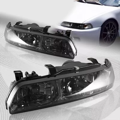 For 90-93 Acura Integra LS RS GS Smoke Lens 1-Piece Headlights W/Amber Reflector • $142.99