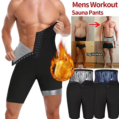 Men's Workout Sauna Hot Sweat Thermo Shorts Body Shaper Athletic Yoga Pants Gym • $12.79