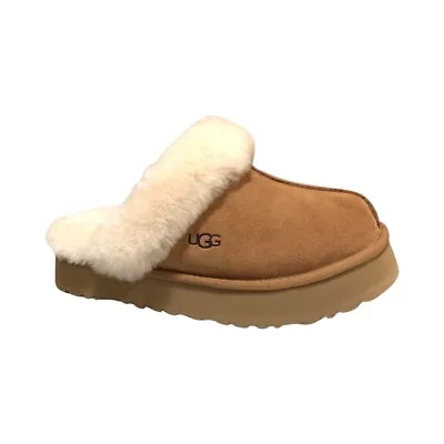 UGG Women's Disquette Chestnut Suede Slippers Platform Scuffs Shoes 1122550 • $89.99