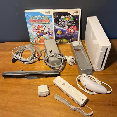 Nintendo Wii Bundle Console RVL-001 (KOR Modded) With 2 Games Controller + More • $135