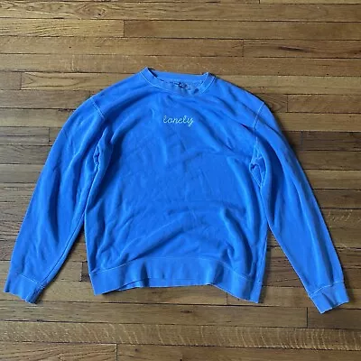 “lonely“mens Baby Blue Crewneck Sweatshirt Xl Embroidered Long Sleeve • $4.99