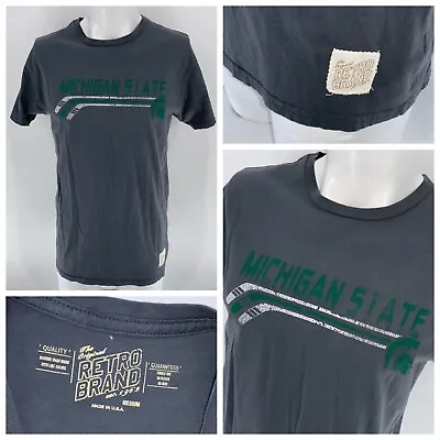 Michigan State Spartans Hockey T-Shirt M Gray Cotton USA Retro Brand YGI O4-84 • $26.99