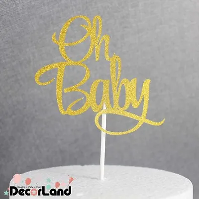 Oh Baby Baby Shower Glitter Gold Cake Topper   • $5.95