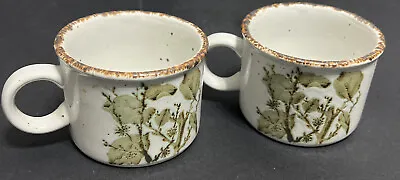 Vintage 70s Midwinter Stonehenge Greenleaves Stoneware Cups (2) • £13.50