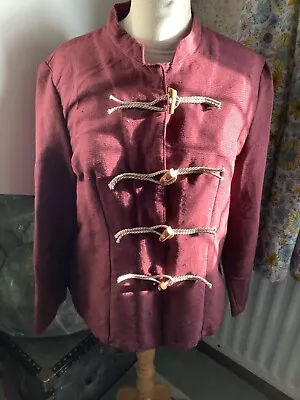 Brown Linen Silk Jacket Ethnic Style NWOT Handmade Toggle Fastening Nehru Collar • £35