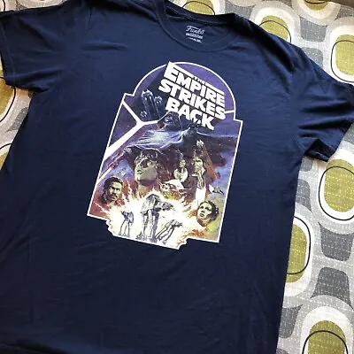 $11 • Buy The Empire Strike Back Shirt Navy Blue Star Wars Shirt Movie Tee Funko L
