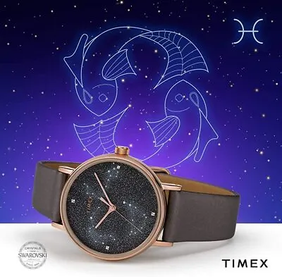 New Ladies Timex Celestial Opulence Rose Swarovski Crystal Zodiac Indiglo Watch • £46.50