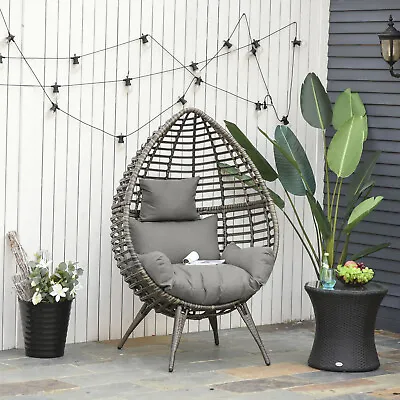 Garden Rattan Sofa Lounger Outdoor Wicker Furniture Patio Waterproof Egg Seat • £279.90